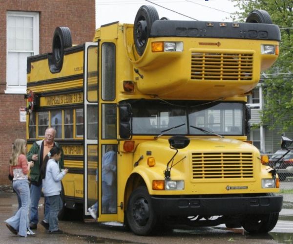 Upside Down Schoolbus