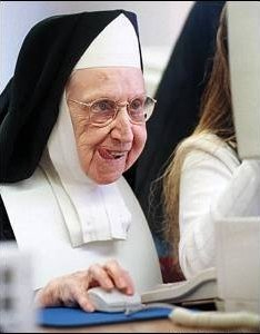 Nun Surfing the Internet